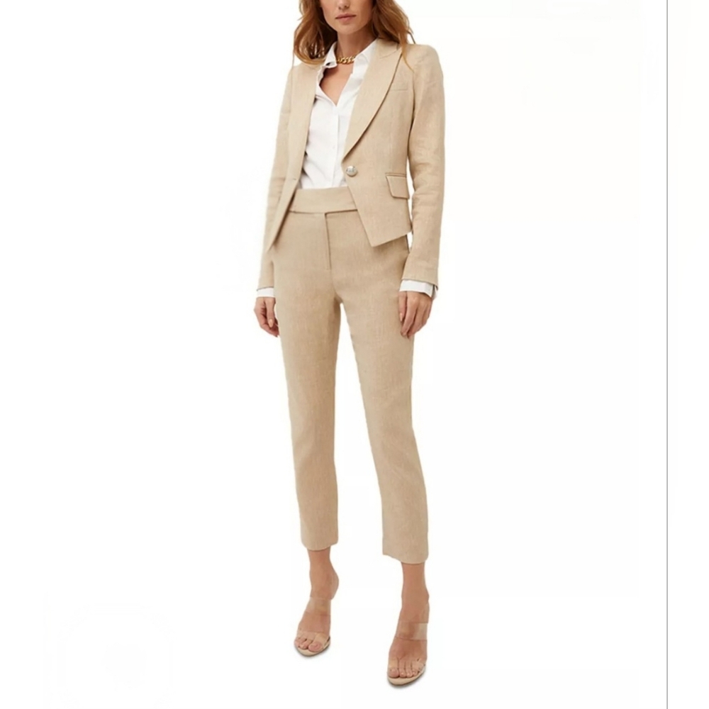 Authentic Veronica Beard Tan Dickey Blazer and Cropped Pants - Size 4